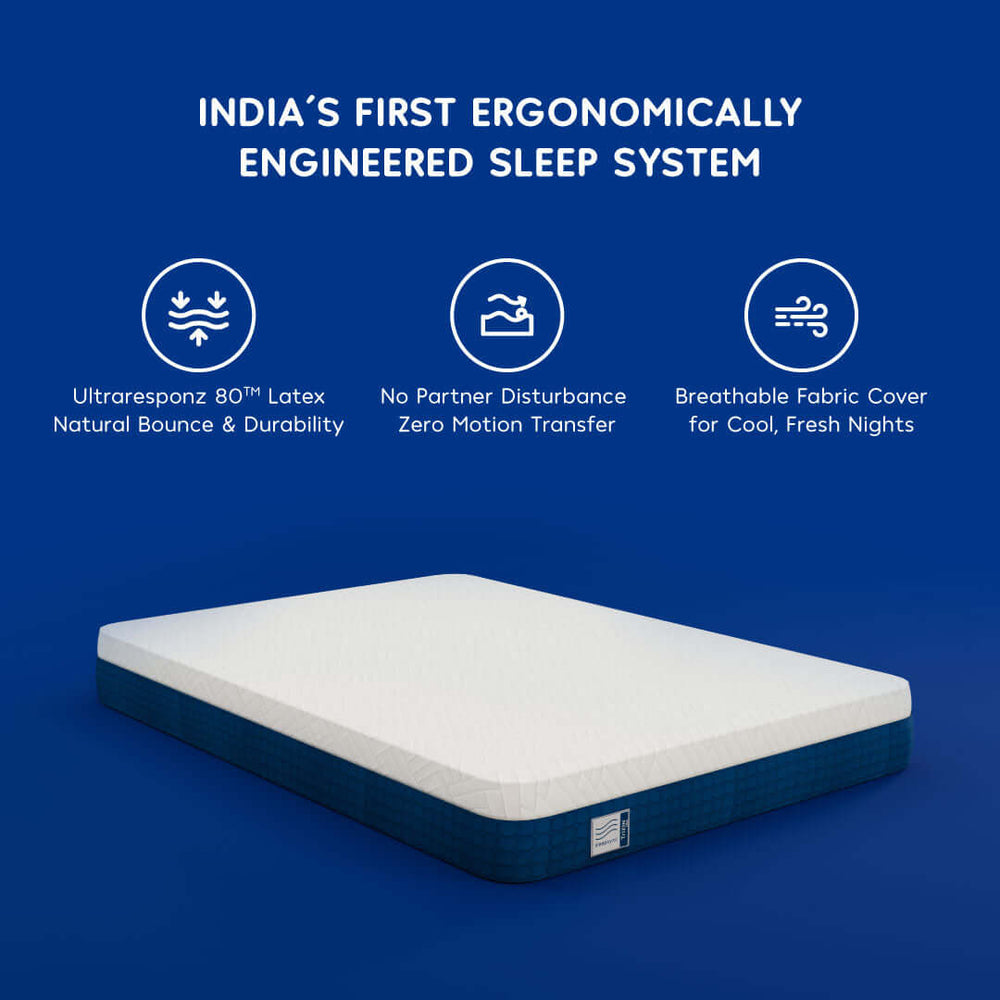 SleepSync Trizen Latex — Top Mattress India | Natural Latex with breathable fabric and zero motion transfer features.
